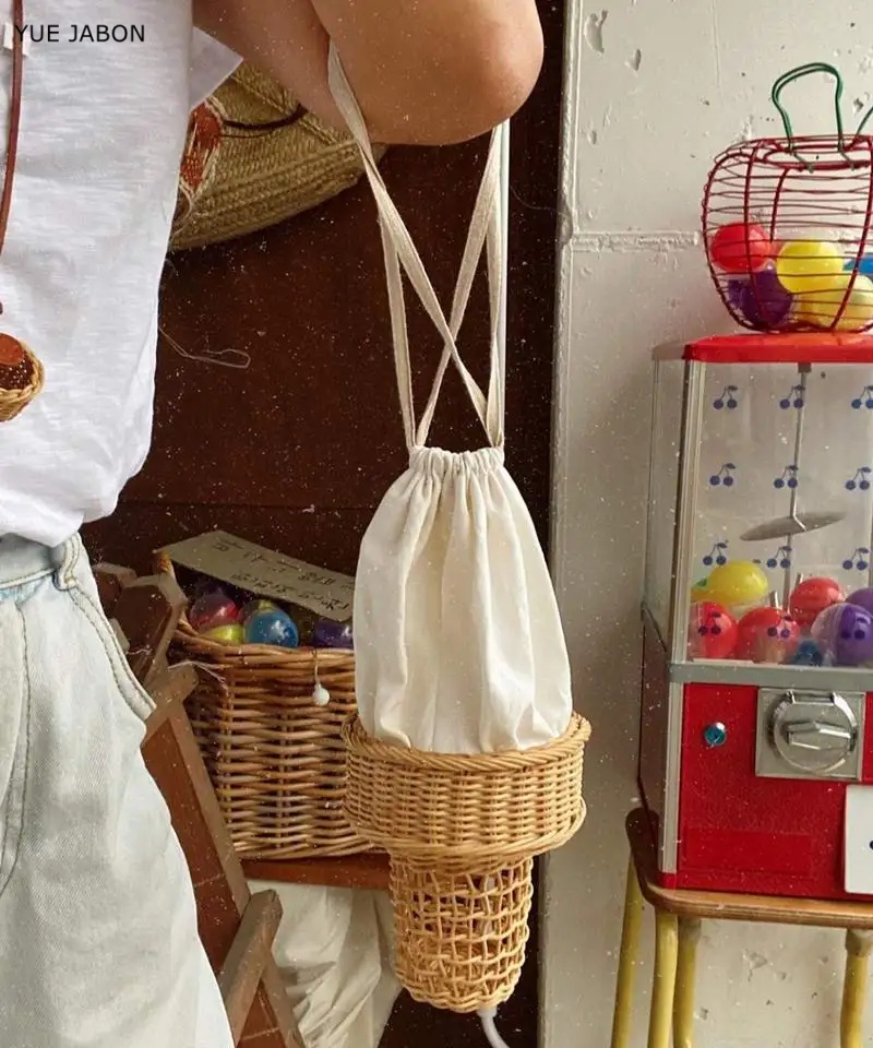 Luxury Bags Korea - Ice Cream Design Woven Bag Sweet