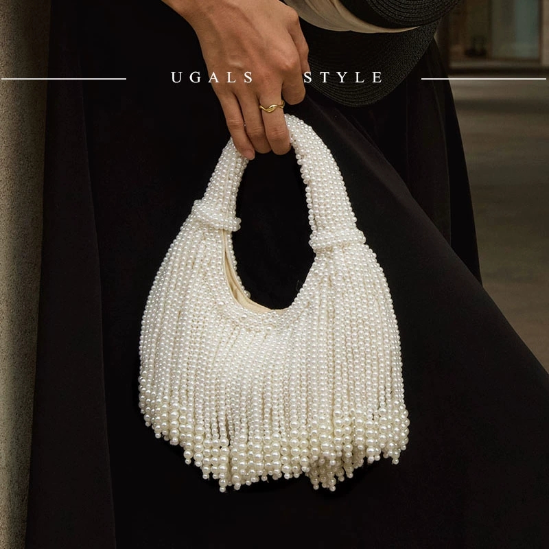 Luxury Bags Reseller - Design Handle Pearl Evening Clutch Bag