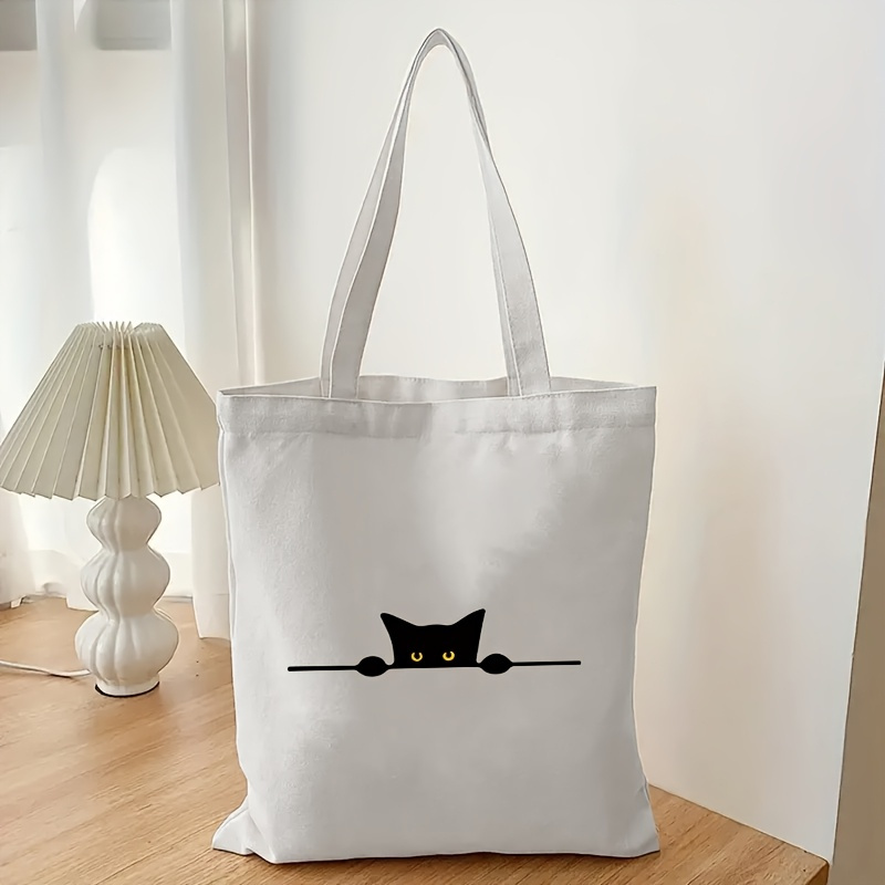 Linear Cat Print Pattern Fashi - đánh giá và giá Canvas Tote Designer