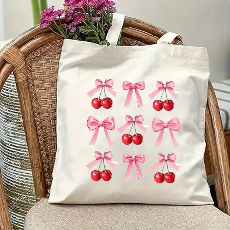 Canvas Tote Bag with Cherry Bo - đánh giá và giá Canvas Tote Designer