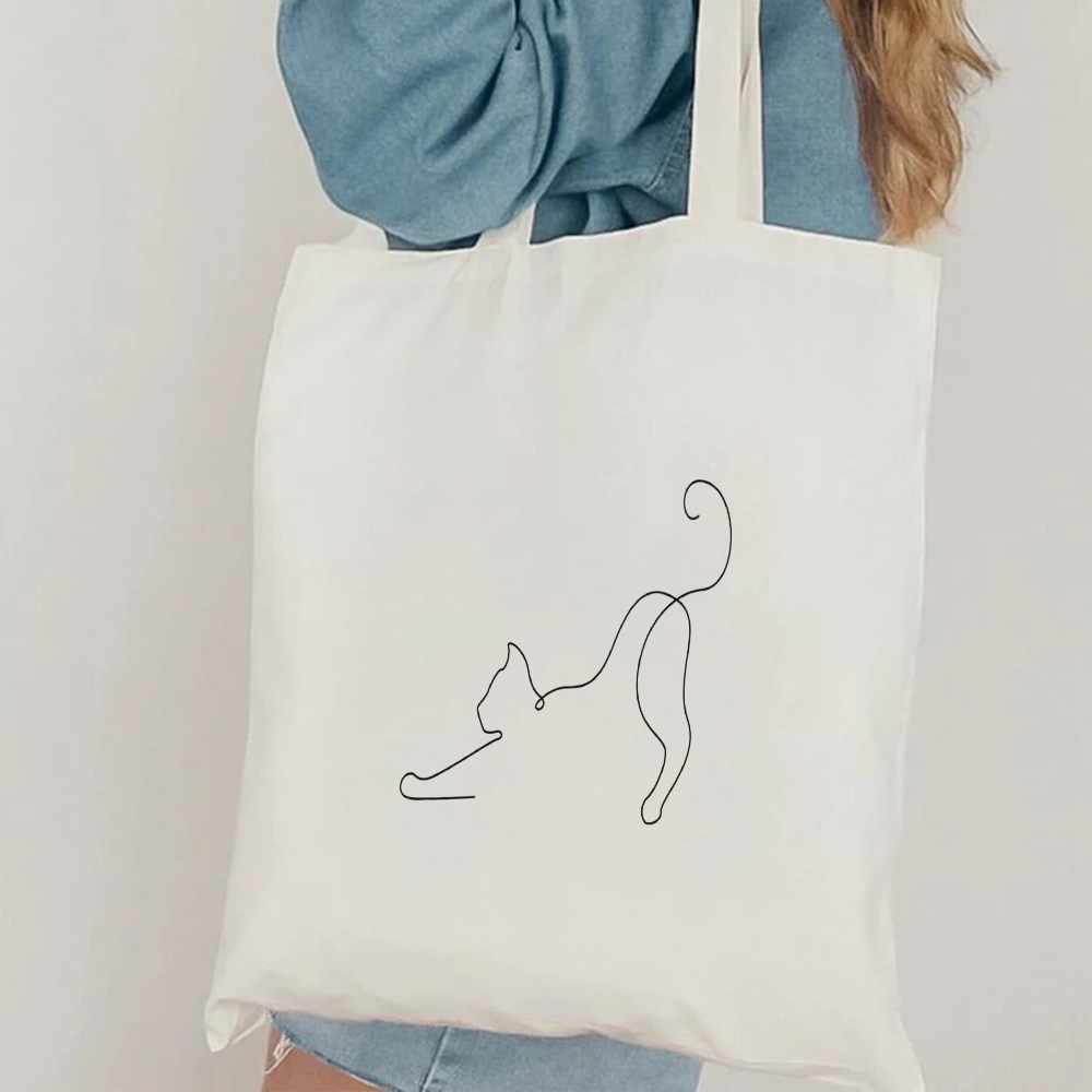 Minimalist Cat Line Art Canvas - đánh giá và giá Canvas Tote Designer