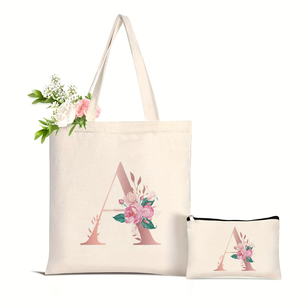 1pc Floral Love Letter Print T - đánh giá và giá Canvas Tote Designer